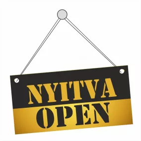 NYITVA-ZÁRVA  OPEN-CLOSED tábla 200x100mm (arany-fekete)