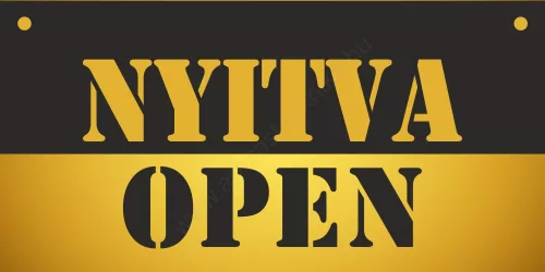 NYITVA-ZÁRVA  OPEN-CLOSED tábla 200x100mm (arany-fekete)