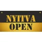 NYITVA-ZÁRVA  OPEN-CLOSED tábla 200x100mm (arany-fekete)