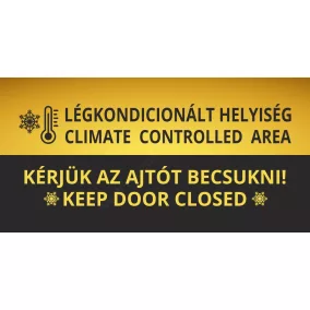   Légkondicionált helyiség 20x10cm matrica (UV álló kültéri) - ARANY