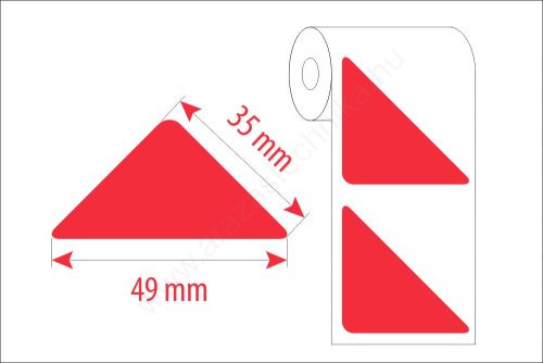 Háromszög TT papírcímke 35x35x49mm - PIROS (1.250db/tek)