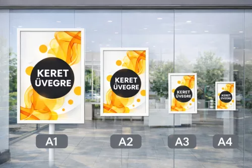 Alumínium plakátkeret A1 ÜVEGRE - kétoldalas FEHÉR