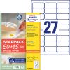 L4737REV-65 Avery univerzális visszaszedhető címke 63,5 x 29,6 mm 50+15 lap promo