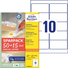   L4744REV-65 Avery univerzális visszaszedhető címke 96 x 50,8 mm 50+15 lap promo