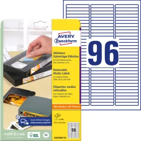   L6022REV-25 Avery visszaszedhető HI8 kazetta címke 63,5 x 8,5 mm