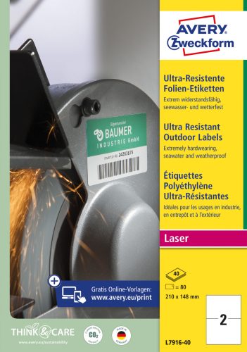 L7916-40 Avery ultra ellenálló címke 210 x 148 mm