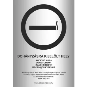 Dohányzásra kijelölt hely - A4 matrica - EZÜST